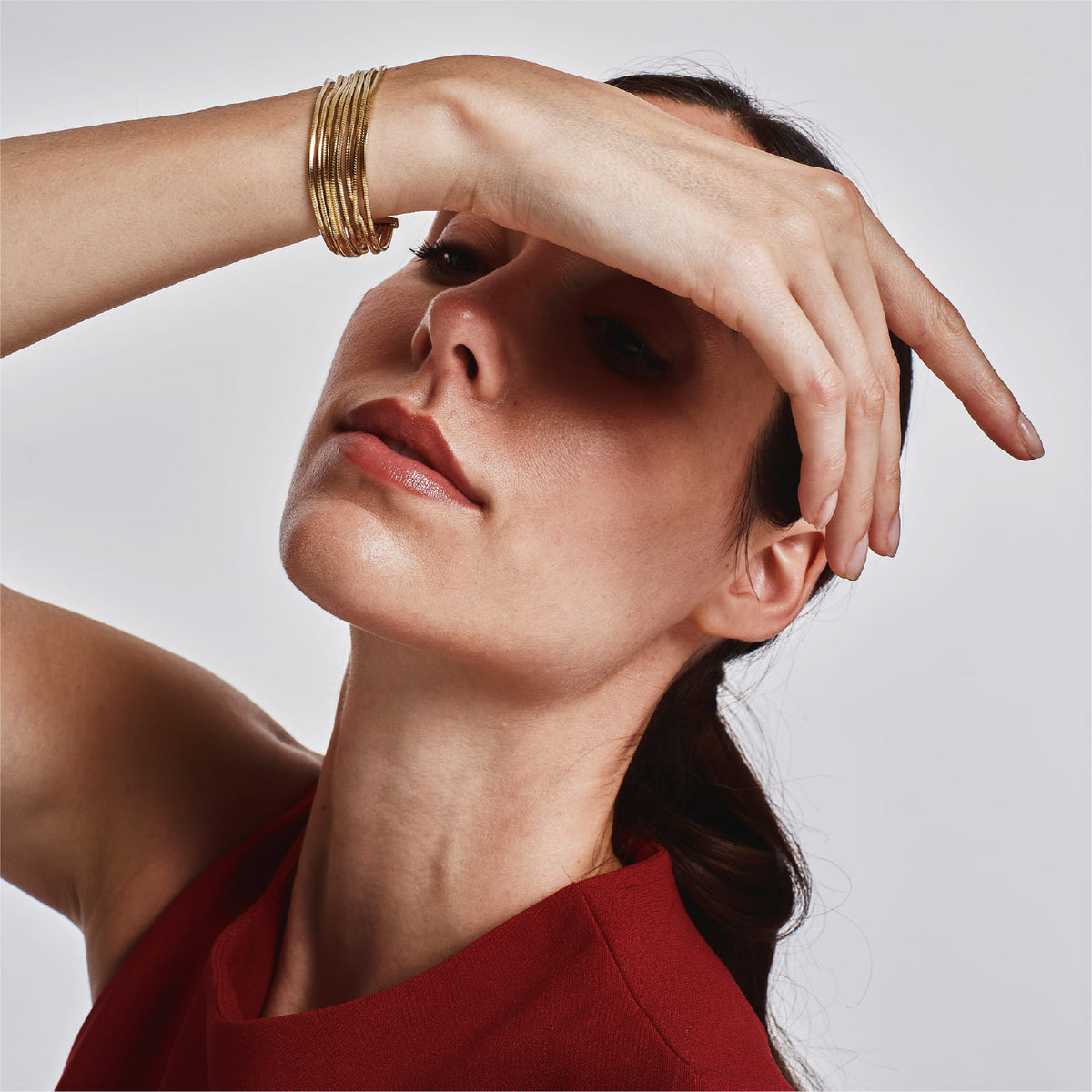 Bracciale multifilo Breil Falling Star in acciaio dorato 21 cm