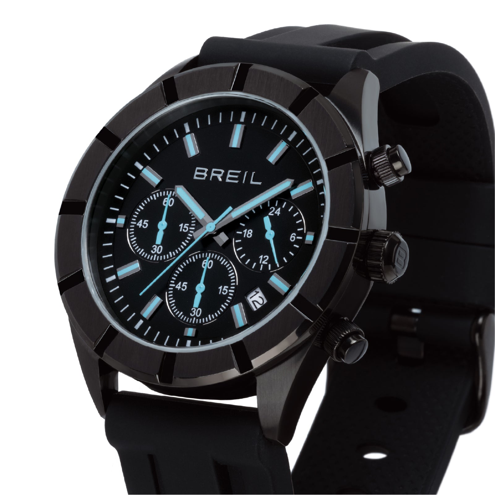 Orologio crono da uomo Breil con cinturino in silicone nero MISURA UNICA