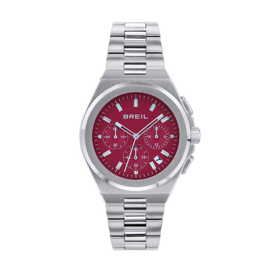 Orologio crono uomo Breil Apex in acciaio con quadrante ciliegia 40 mm MISURA UNICA