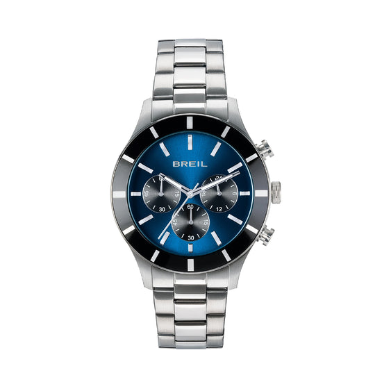 Orologio crono da uono Breil in acciaio con quadrante blu MISURA UNICA