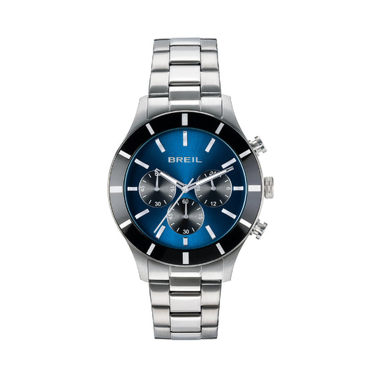 Orologio crono da uono Breil in acciaio con quadrante blu MISURA UNICA