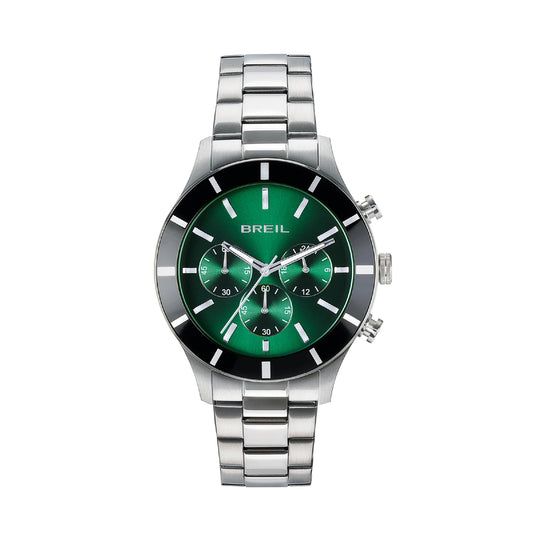 Orologio crono uomo Breil in acciaio con quadrante verde MISURA UNICA