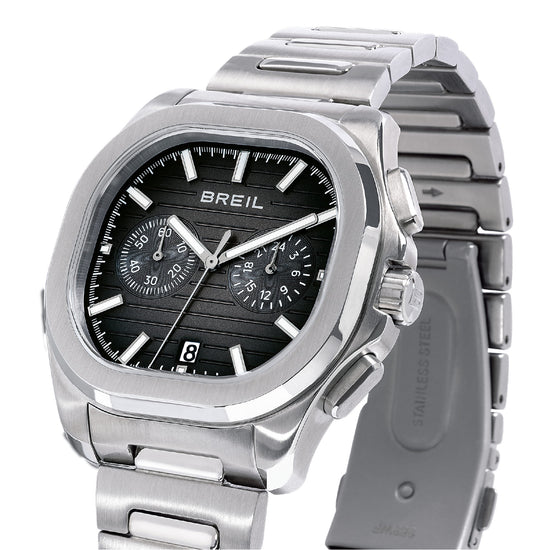 Orologio cronografo Breil Retrofuture acciaio quadrante nero MISURA UNICA