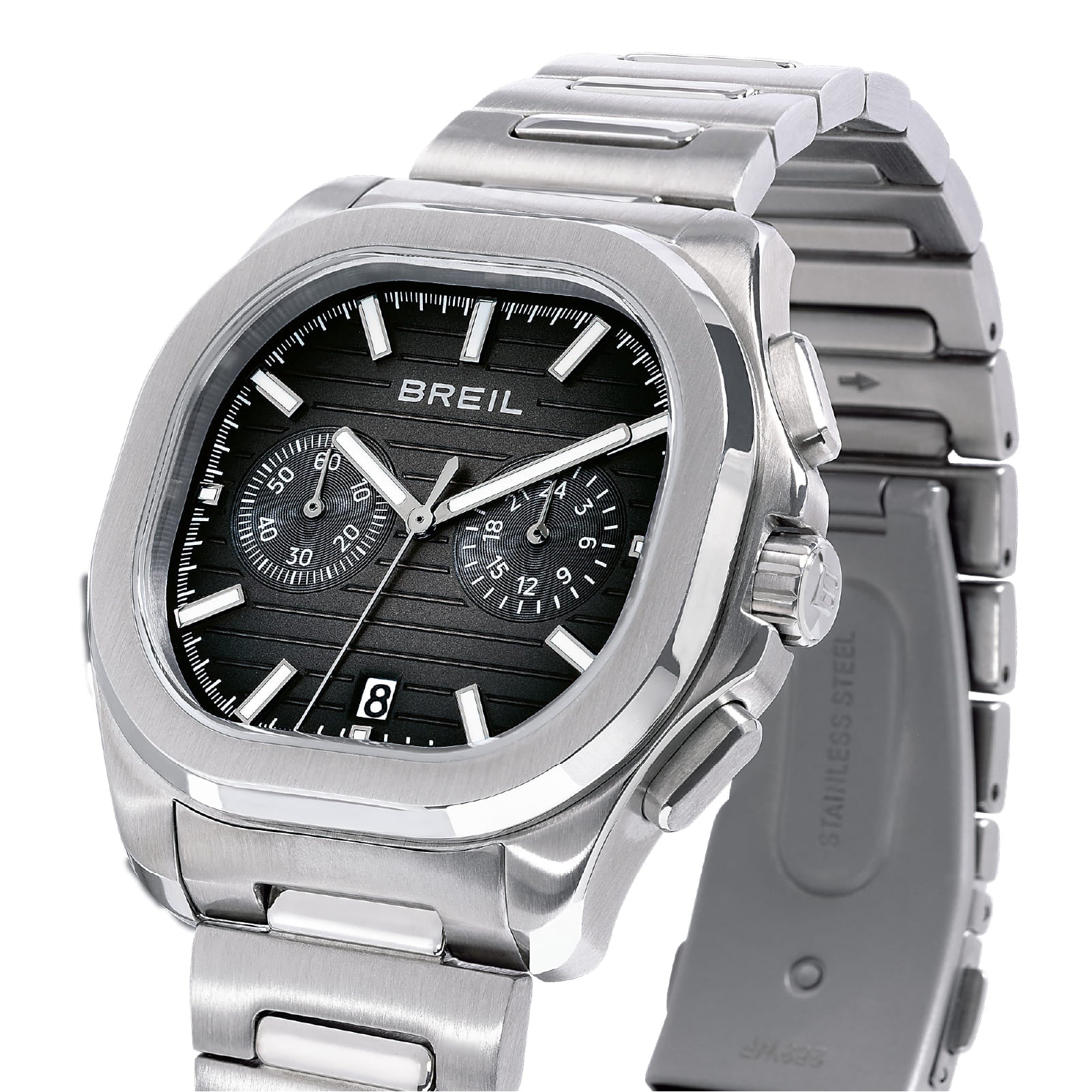 Orologio cronografo Breil Retrofuture acciaio quadrante nero MISURA UNICA