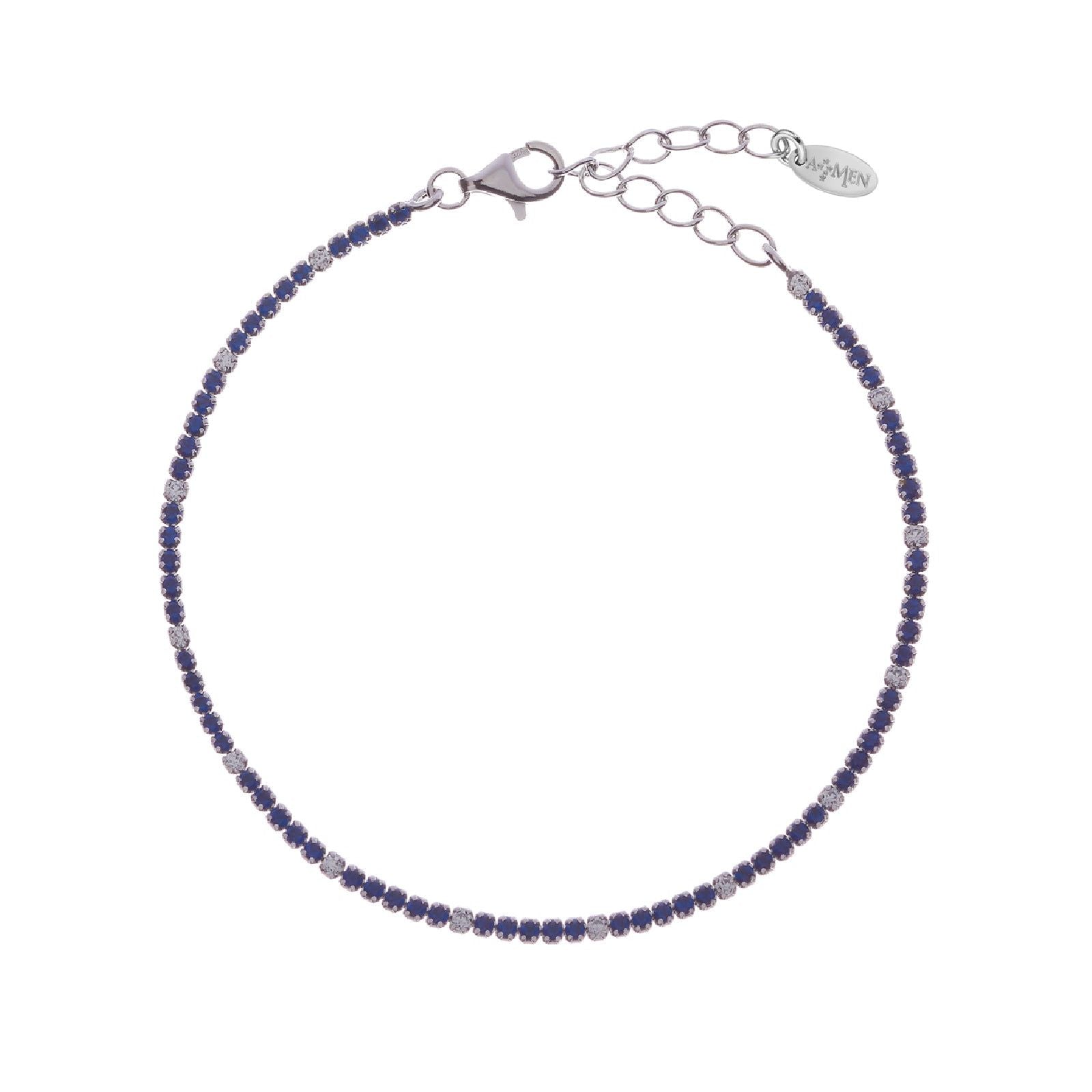 Bracciale donna Amen Tennis argento zirconi blu e bianchi BT1BBLB17-1