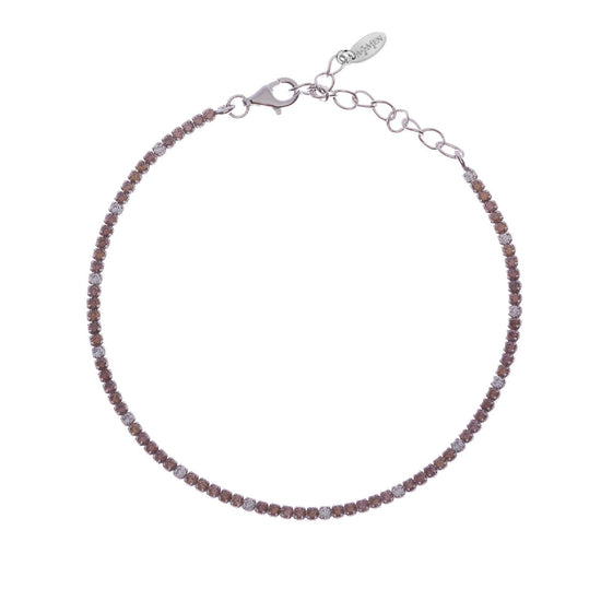 Bracciale donna Amen Tennis argento zirconi marrone e bianco BT1BMAB17-1