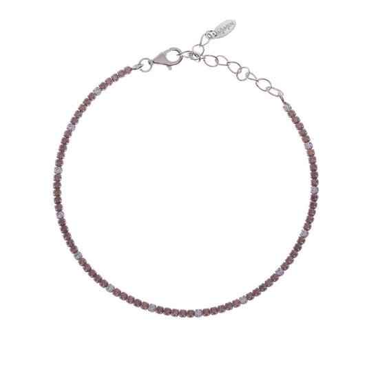Bracciale donna Amen Tennis argento zirconi marrone e bianco BT1BMAB17-1