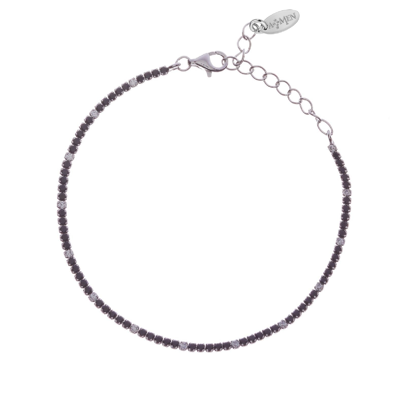 Bracciale donna Amen Tennis argento zirconi nero e bianco BT1BNB17-1