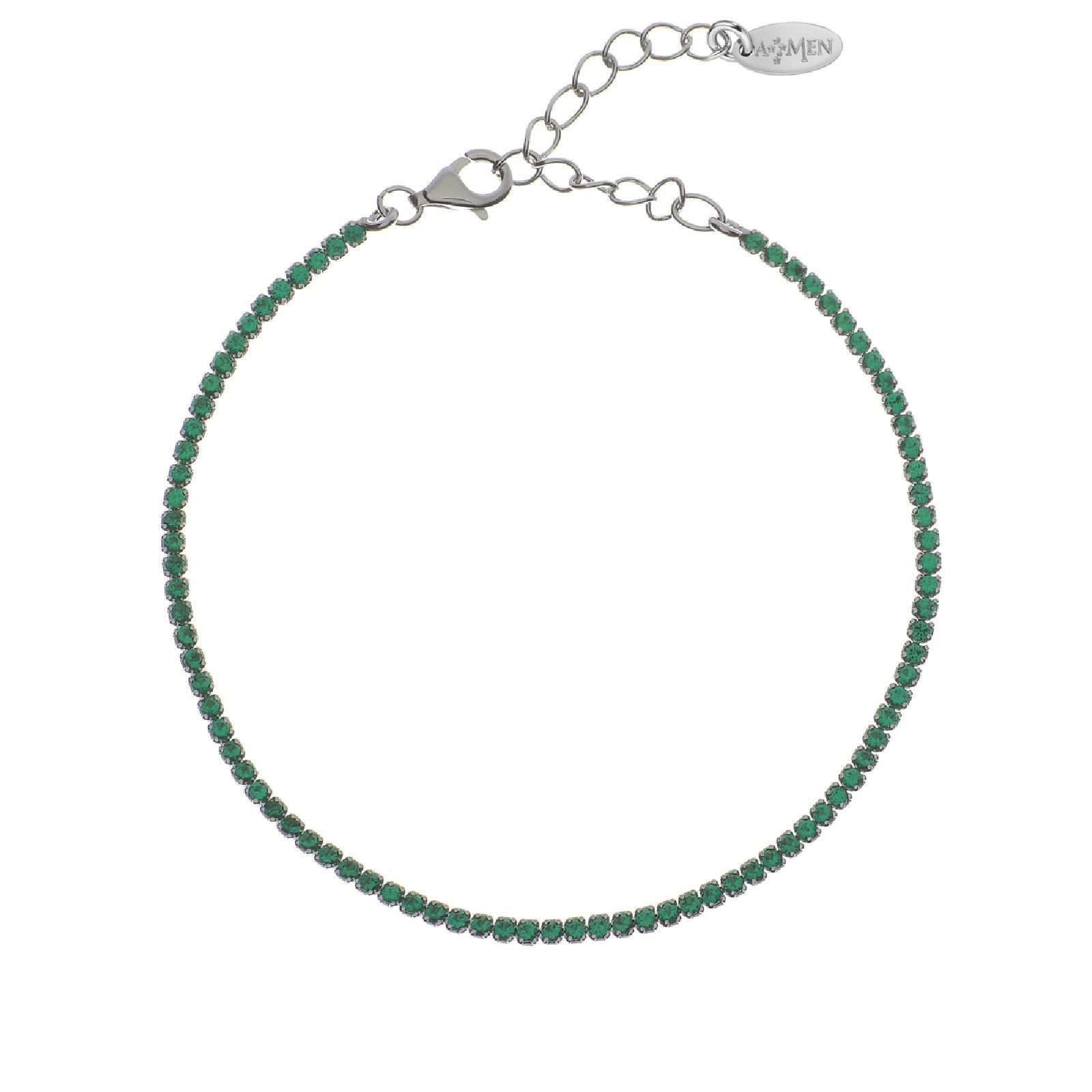 Bracciale donna Amen Tennis argento zirconi verde BT1BVE17-1