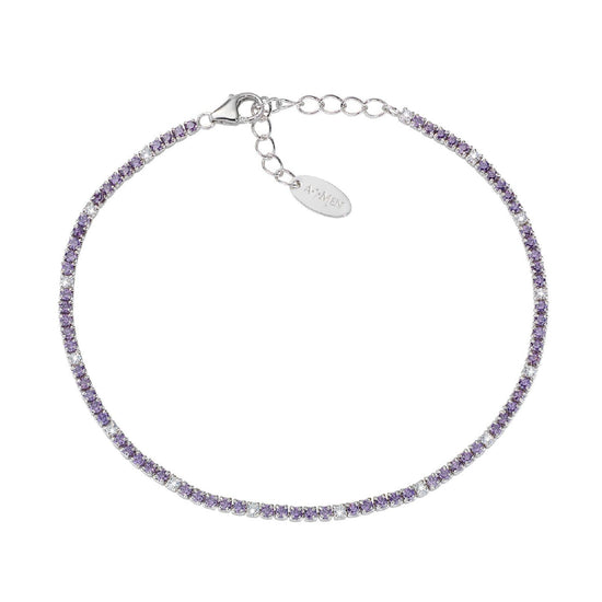Bracciale donna Amen Tennis in argento con zirconi bianchi e viola BT1BVIB17-1
