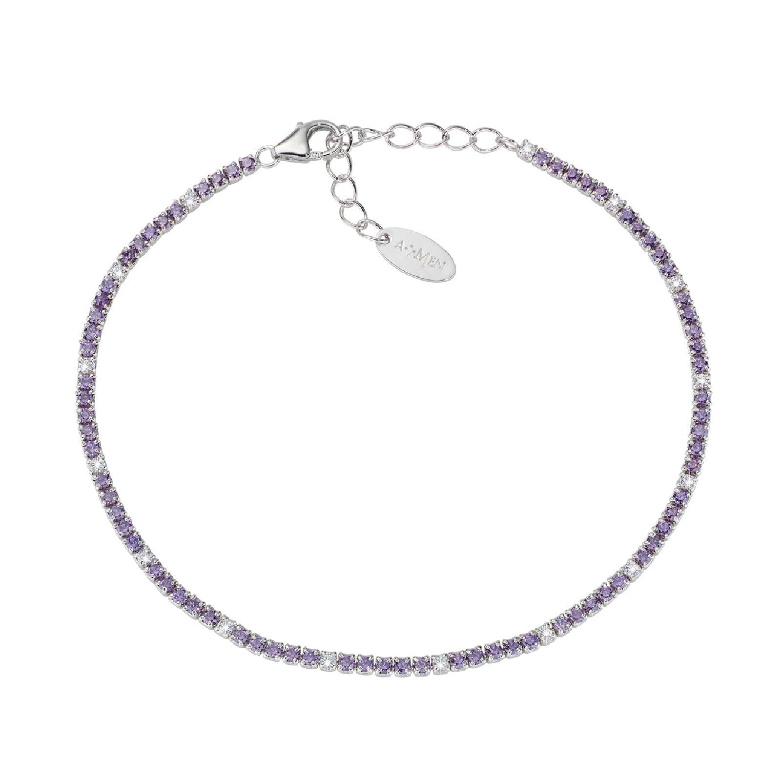 Bracciale donna Amen Tennis in argento con zirconi bianchi e viola BT1BVIB17-1