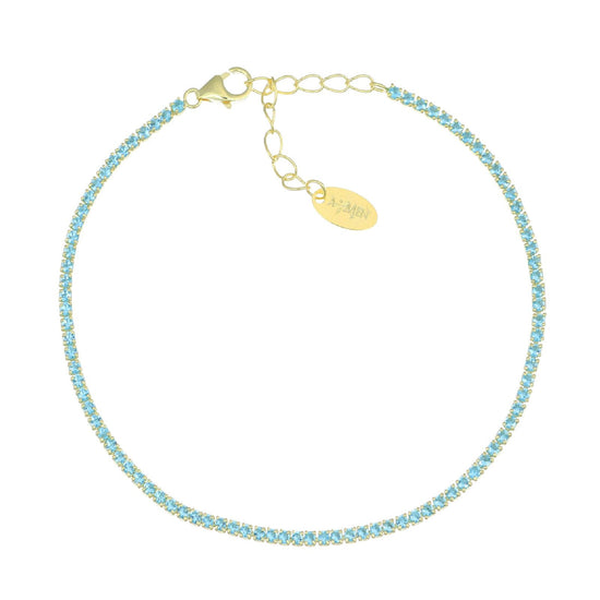 Bracciale donna Amen Tennis in argento dorato con zirconi azzurri BT1GAZ17-1