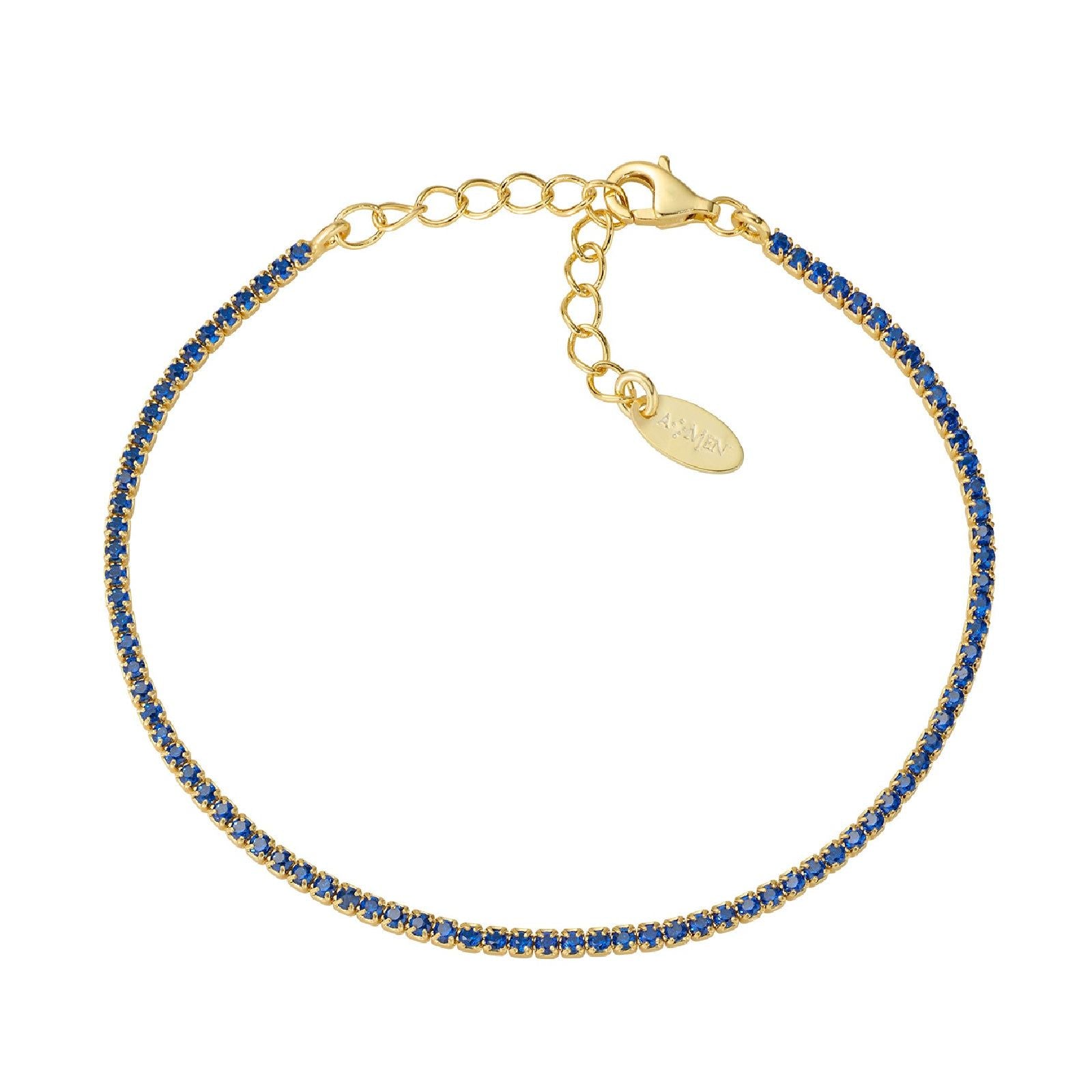 Bracciale donna Amen Tennis in argento dorato con zirconi blu BT1GBL17-1