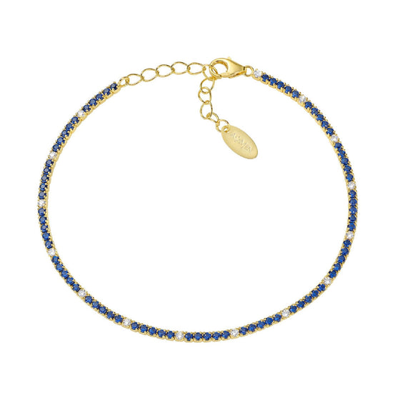 Bracciale donna Amen Tennis in argento dorato con zirconi blu e bianchi BT1GBLB17-1