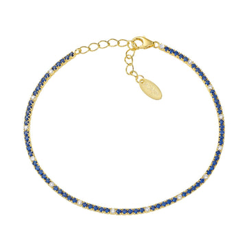 Bracciale donna Amen Tennis in argento dorato con zirconi blu e bianchi BT1GBLB17-1