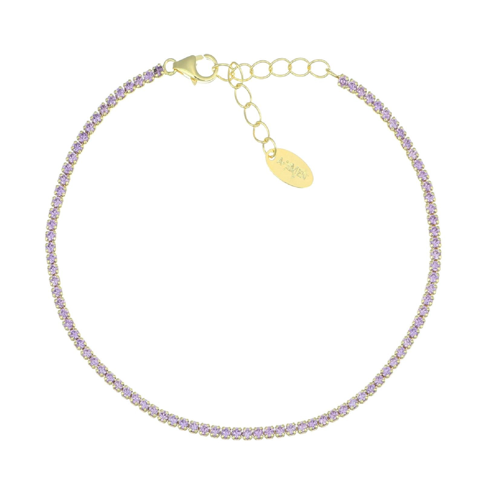 Bracciale donna Amen Tennis in argento dorato con zirconi lilla BT1GLI17-1