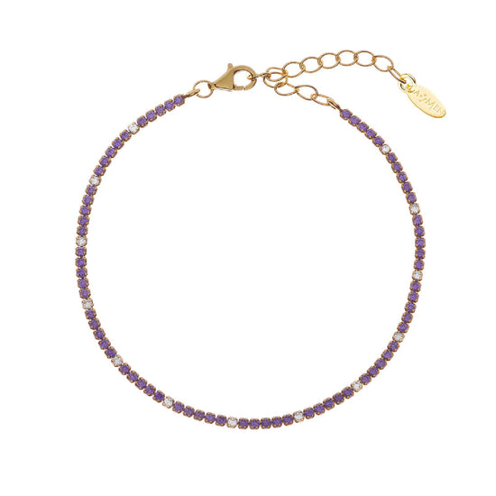 Bracciale donna Amen Tennis argento dorato zirconi bianchi e lilla BT1GLIB17-1