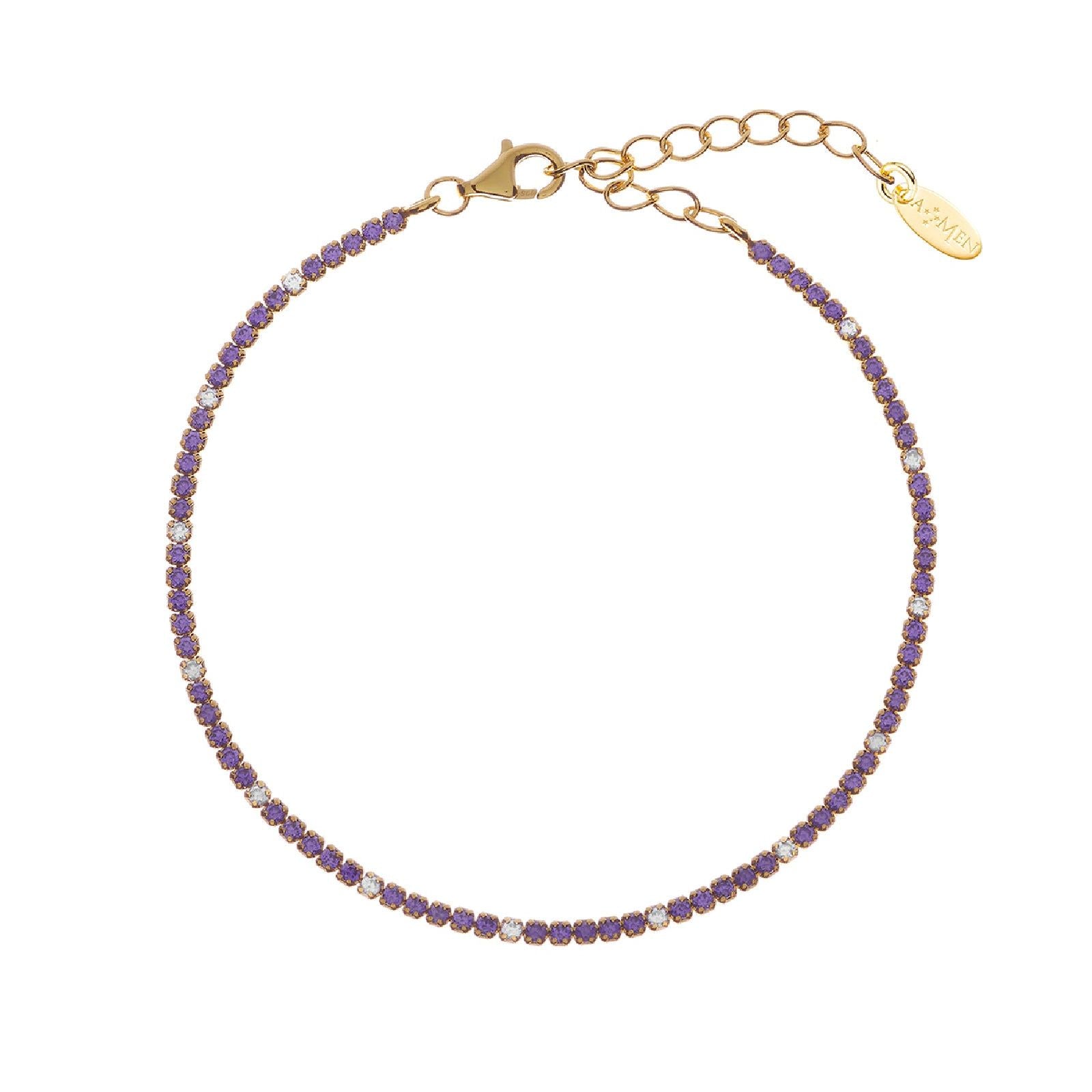 Bracciale donna Amen Tennis argento dorato zirconi bianchi e lilla BT1GLIB17-1