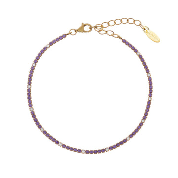Bracciale donna Amen Tennis argento dorato zirconi bianchi e lilla BT1GLIB17-1