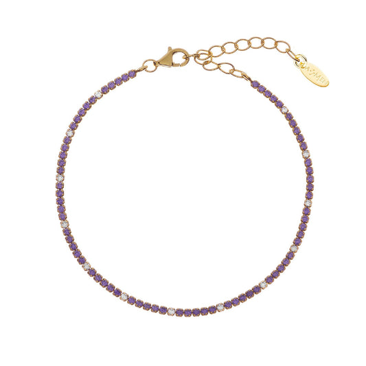 Bracciale donna Amen Tennis argento dorato zirconi bianchi e lilla BT1GLIB17-1