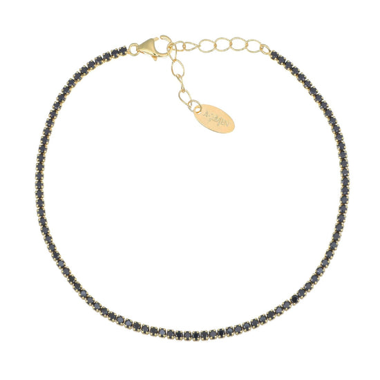 Bracciale donna Amen Tennis in argento dorato con zirconi neri BT1GN17-1