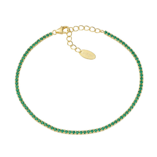 Bracciale donna Amen Tennis in argento dorato con zirconi verdi BT1GVE17-1