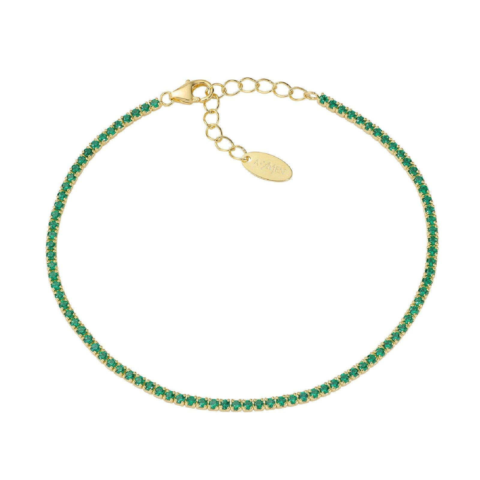 Bracciale donna Amen Tennis in argento dorato con zirconi verdi BT1GVE17-1