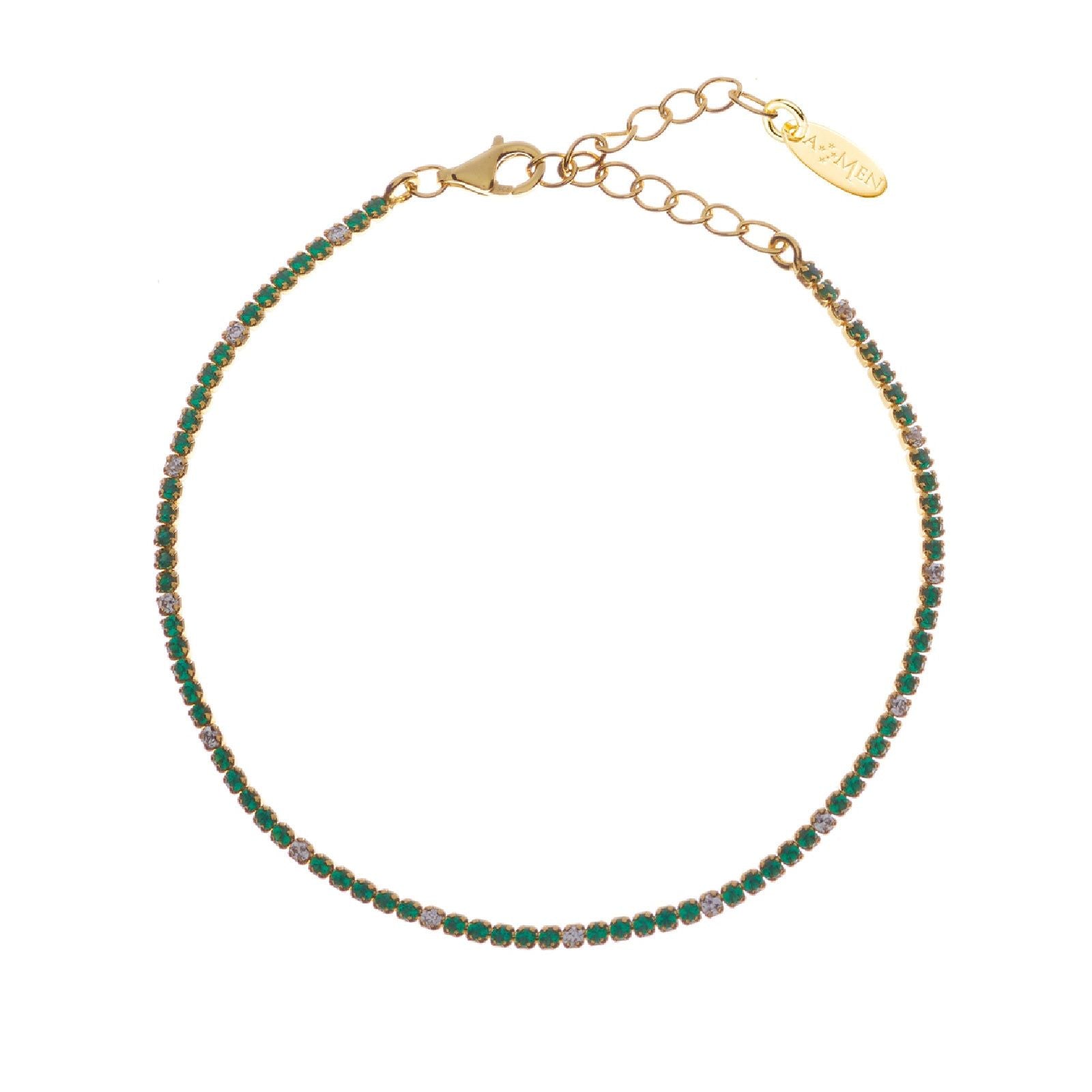Bracciale donna Amen Tennis argento dorato zirconi bianchi e verdi BT1GVEB17-1
