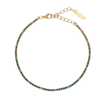 Bracciale donna Amen Tennis argento dorato zirconi bianchi e verdi BT1GVEB17-1