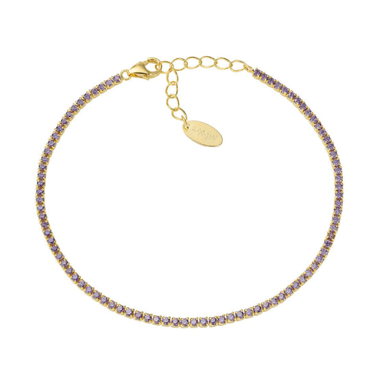 Bracciale donna Amen Tennis in argento dorato con zirconi viola BT1GVI17-1