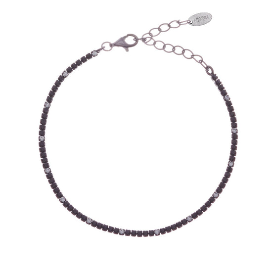Bracciale donna Amen Tennis argento rutenio zirconi bianchi e neri BT1NNB17-1