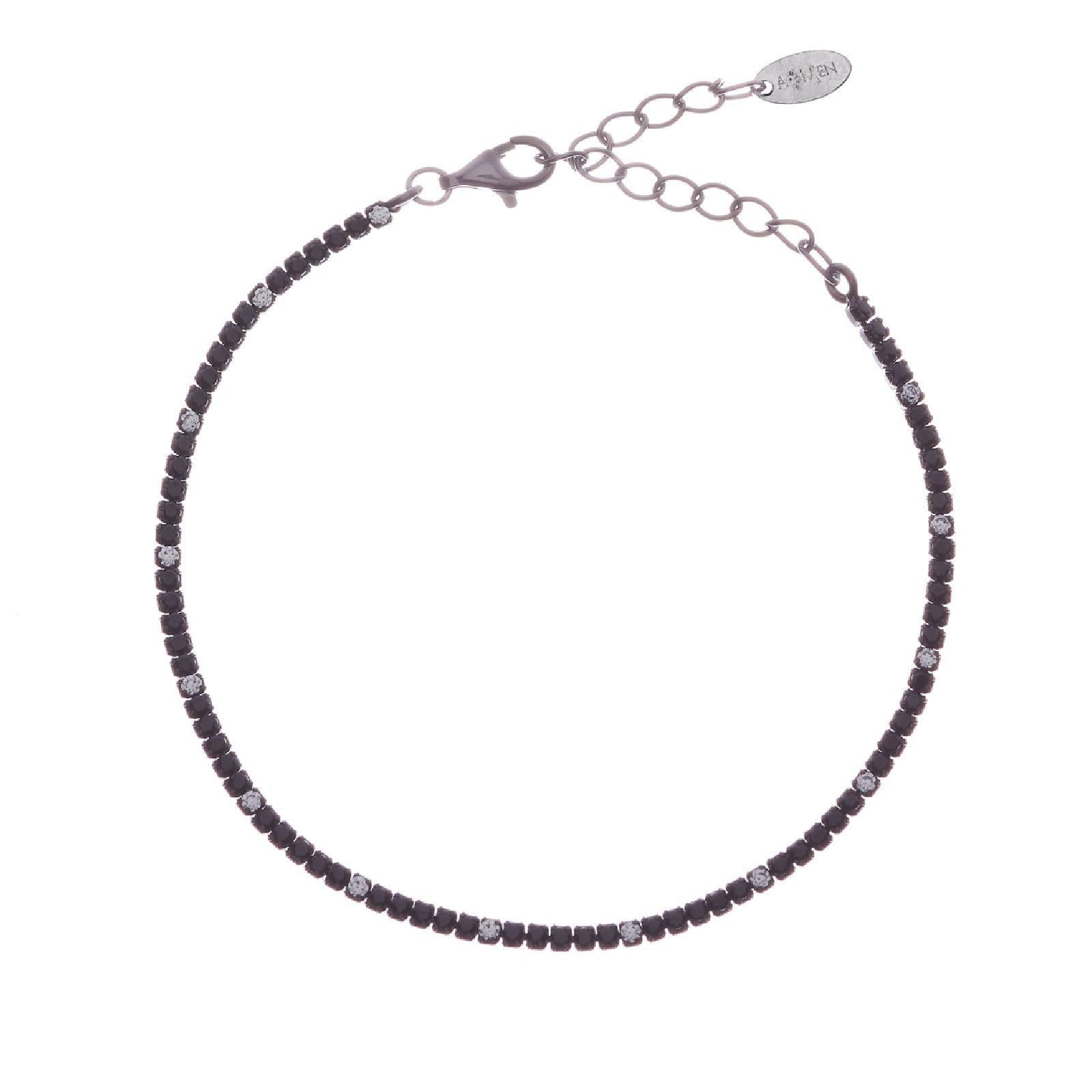 Bracciale donna Amen Tennis argento rutenio zirconi bianchi e neri BT1NNB17-1