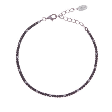 Bracciale donna Amen Tennis argento rutenio zirconi bianchi e neri BT1NNB17-1