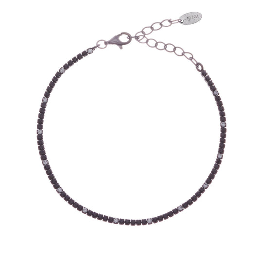 Bracciale donna Amen Tennis argento rutenio zirconi bianchi e neri BT1NNB17-1