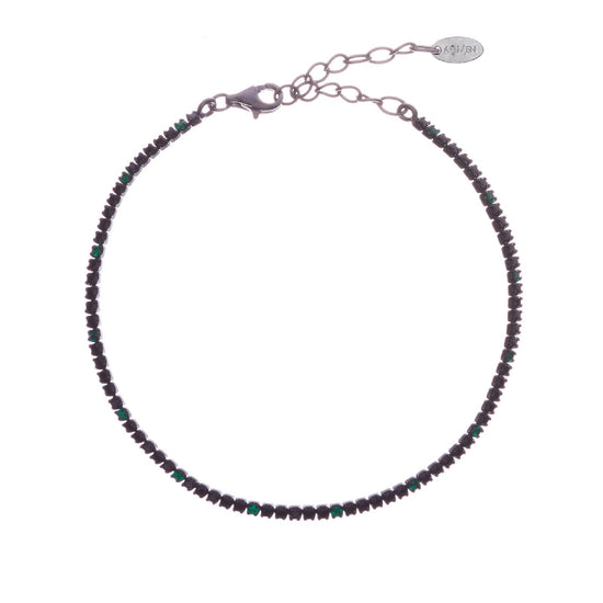 Bracciale donna Amen Tennis argento rutenio zirconi verdi e neri BT1NNVE17-1