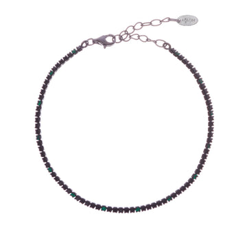 Bracciale donna Amen Tennis argento rutenio zirconi verdi e neri BT1NNVE17-1