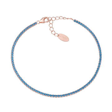 Bracciale donna Amen Tennis in argento rosé con zirconi acquamarina BT1RAC17-1