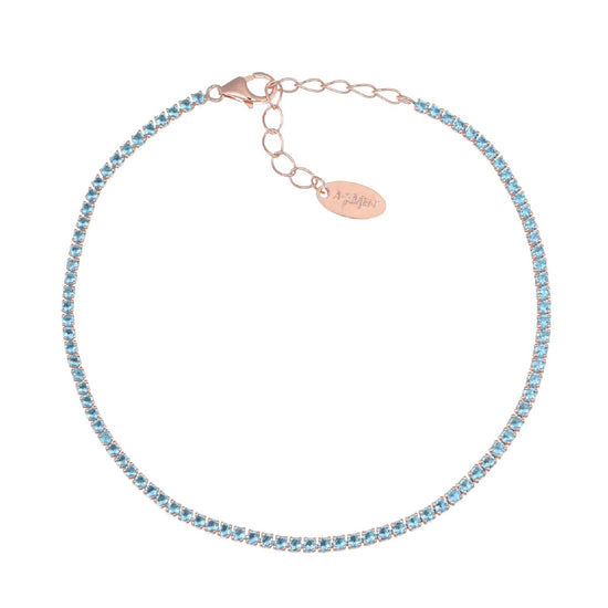 Bracciale donna Amen Tennis in argento rosé con zirconi azzurri BT1RAZ17-1