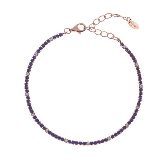Bracciale donna Amen Tennis argento rosé zirconi blu e bianchi BT1RBLB17-1