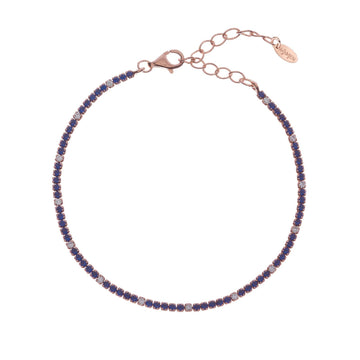 Bracciale donna Amen Tennis argento rosé zirconi blu e bianchi BT1RBLB17-1