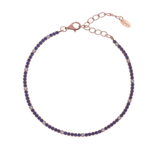 Bracciale donna Amen Tennis argento rosé zirconi blu e bianchi BT1RBLB17-1