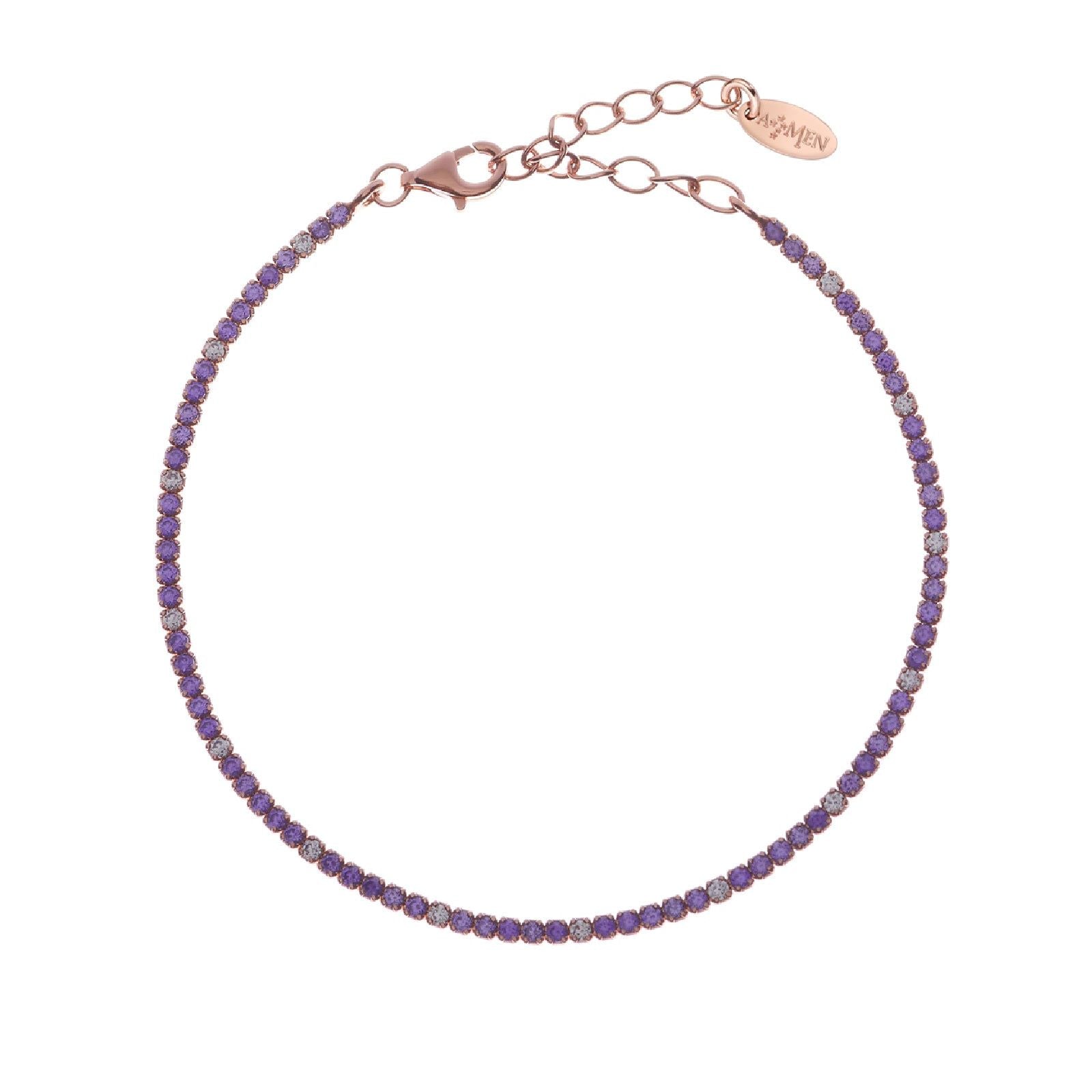 Bracciale donna Amen Tennis argento rosé zirconi lilla e bianchi BT1RLIB17-1