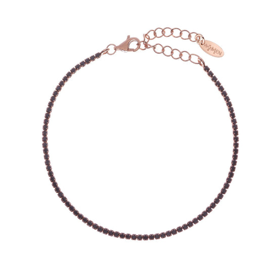 Bracciale donna Amen Tennis argento rosé zirconi neri BT1RN17-1
