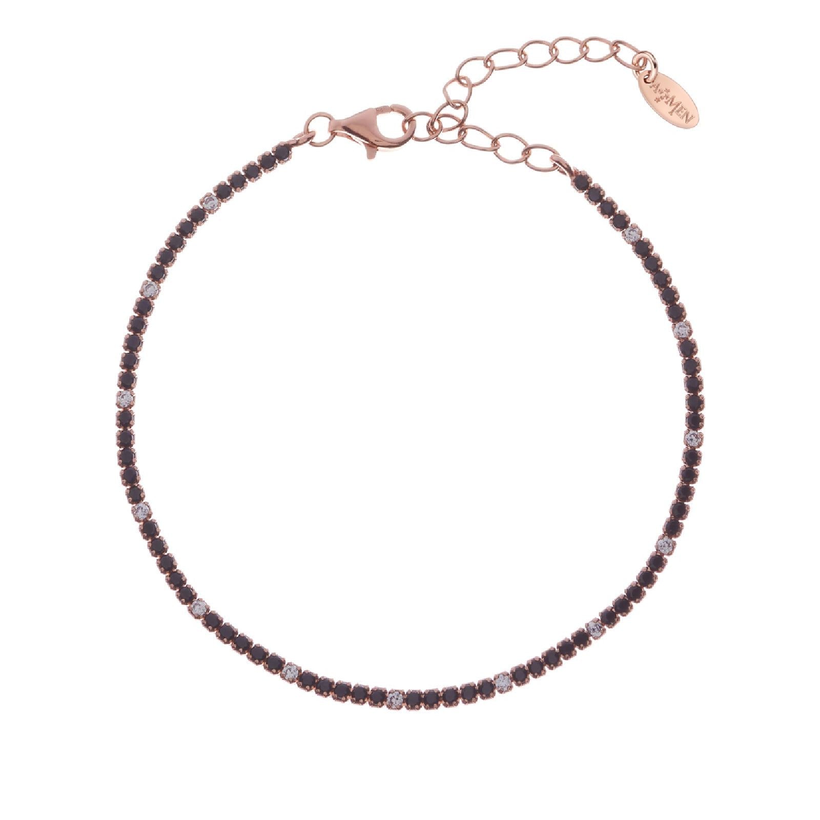 Bracciale donna Amen Tennis argento rosé zirconi neri e bianchi BT1RNB17-1