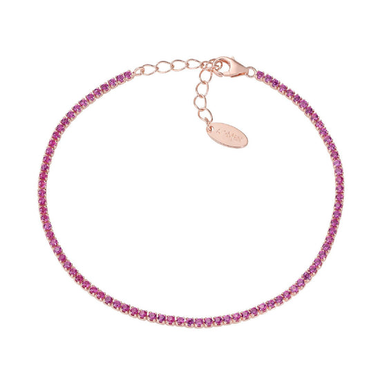 Bracciale donna Amen Tennis in argento rosé con zirconi fucsia BT1RR17-1