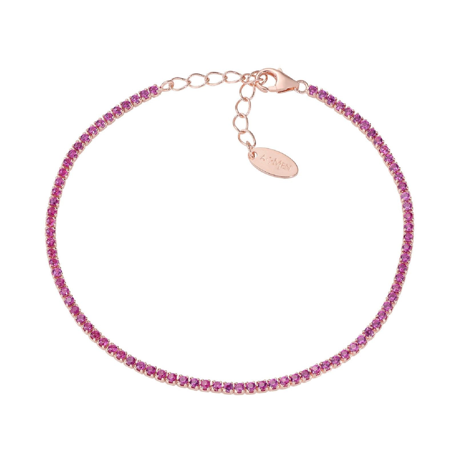 Bracciale donna Amen Tennis in argento rosé con zirconi fucsia BT1RR17-1
