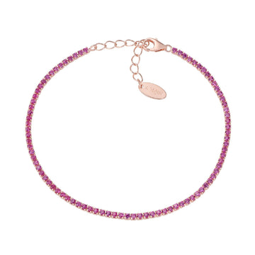 Bracciale donna Amen Tennis in argento rosé con zirconi fucsia BT1RR17-1