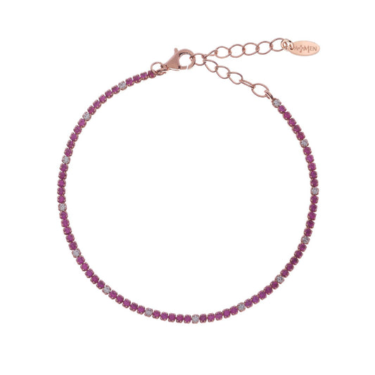 Bracciale donna Amen Tennis argento rosé zirconi fucsia e bianchi BT1RRB17-1
