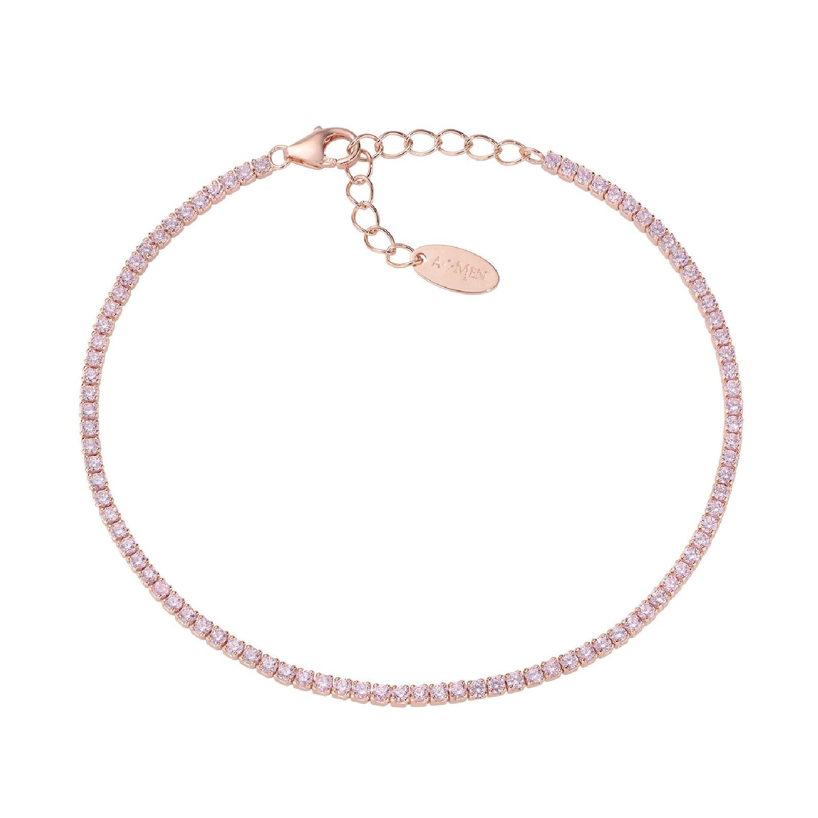 Bracciale donna Amen Tennis in argento rosé con zirconi rosa BT1RRO17-1