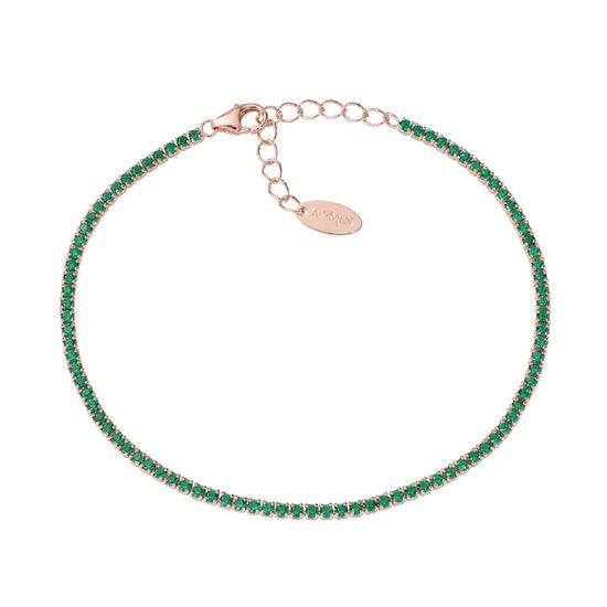 Bracciale donna Amen Tennis in argento rosé con zirconi verdi BT1RVE17-1